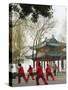 Women Practising Tai Chi in Front of a Pavilion on West Lake, Hangzhou, Zhejiang Province, China-Kober Christian-Stretched Canvas