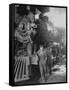 Women Rail Workers Standing at Work on Engine of Train, During WWI at Great Northern Railway-null-Framed Stretched Canvas