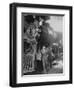 Women Rail Workers Standing at Work on Engine of Train, During WWI at Great Northern Railway-null-Framed Photographic Print