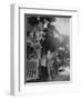 Women Rail Workers Standing at Work on Engine of Train, During WWI at Great Northern Railway-null-Framed Photographic Print