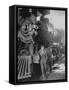 Women Rail Workers Standing at Work on Engine of Train, During WWI at Great Northern Railway-null-Framed Stretched Canvas