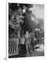 Women Rail Workers Standing at Work on Engine of Train, During WWI at Great Northern Railway-null-Framed Photographic Print