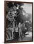 Women Rail Workers Standing at Work on Engine of Train, During WWI at Great Northern Railway-null-Framed Photographic Print