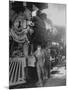 Women Rail Workers Standing at Work on Engine of Train, During WWI at Great Northern Railway-null-Mounted Photographic Print