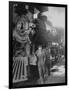 Women Rail Workers Standing at Work on Engine of Train, During WWI at Great Northern Railway-null-Framed Photographic Print