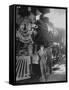 Women Rail Workers Standing at Work on Engine of Train, During WWI at Great Northern Railway-null-Framed Stretched Canvas