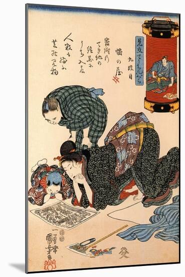 Women Reading a News Paper-Kuniyoshi Utagawa-Mounted Giclee Print