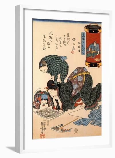 Women Reading a News Paper-Kuniyoshi Utagawa-Framed Giclee Print