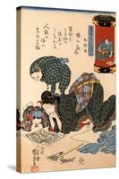 Women Reading a News Paper-Kuniyoshi Utagawa-Stretched Canvas