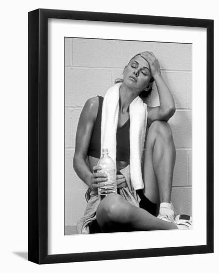 Women Resting after Exercise Session in Fitness Studio, New York, New York, USA-Paul Sutton-Framed Photographic Print