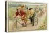 Women Riding a Tandem-null-Stretched Canvas