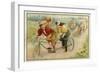 Women Riding a Tandem-null-Framed Giclee Print