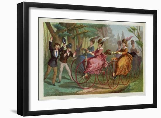 Women Riding Bicycles-null-Framed Giclee Print