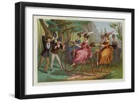 Women Riding Bicycles-null-Framed Giclee Print
