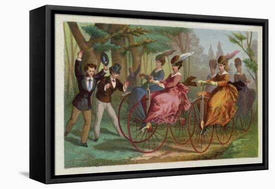 Women Riding Bicycles-null-Framed Stretched Canvas