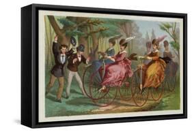 Women Riding Bicycles-null-Framed Stretched Canvas