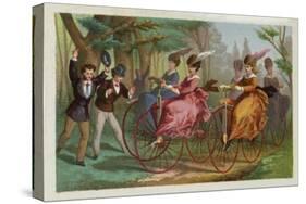 Women Riding Bicycles-null-Stretched Canvas