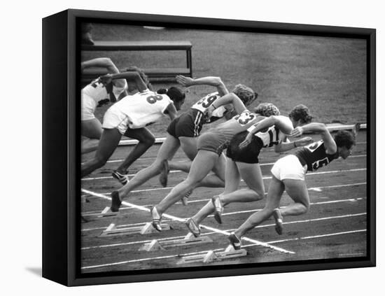 Women Runners Competing at the Olympics-George Silk-Framed Stretched Canvas