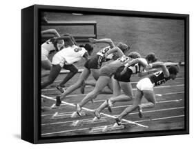 Women Runners Competing at the Olympics-George Silk-Framed Stretched Canvas