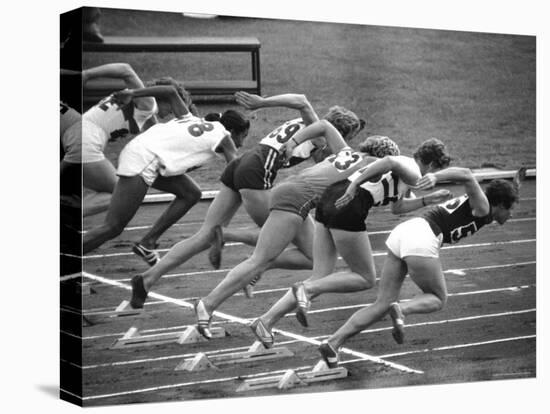 Women Runners Competing at the Olympics-George Silk-Stretched Canvas