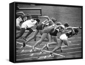 Women Runners Competing at the Olympics-George Silk-Framed Stretched Canvas