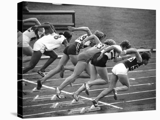 Women Runners Competing at the Olympics-George Silk-Stretched Canvas