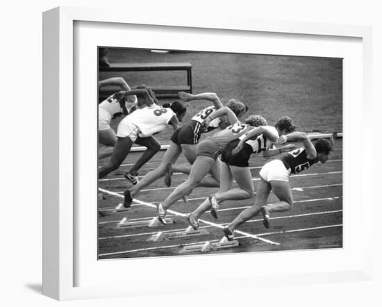 Women Runners Competing at the Olympics-George Silk-Framed Photographic Print