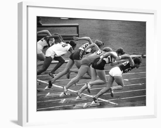 Women Runners Competing at the Olympics-George Silk-Framed Photographic Print