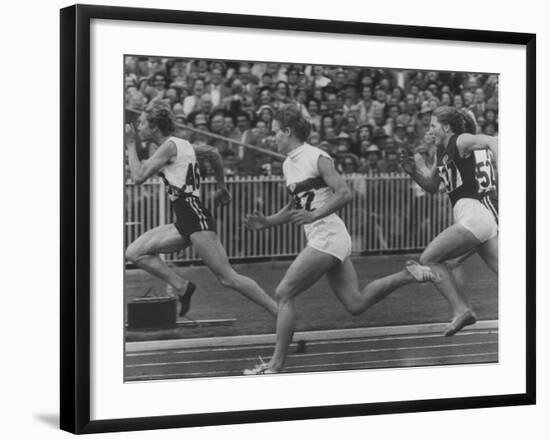 Women Runners Competing at the Olympics-null-Framed Premium Photographic Print