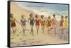 Women Running on Beach-null-Framed Stretched Canvas