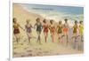 Women Running on Beach-null-Framed Art Print