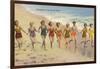 Women Running on Beach-null-Framed Art Print