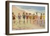 Women Running on Beach-null-Framed Art Print