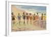 Women Running on Beach-null-Framed Art Print