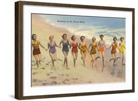 Women Running on Beach-null-Framed Art Print