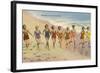 Women Running on Beach-null-Framed Art Print