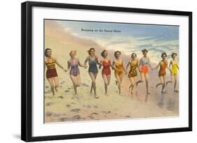 Women Running on Beach-null-Framed Art Print