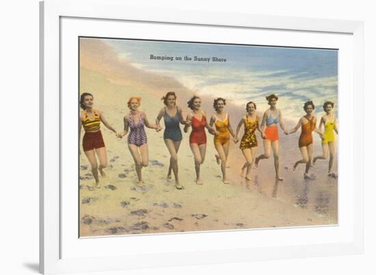 Women Running on Beach-null-Framed Premium Giclee Print