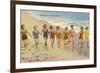 Women Running on Beach-null-Framed Premium Giclee Print