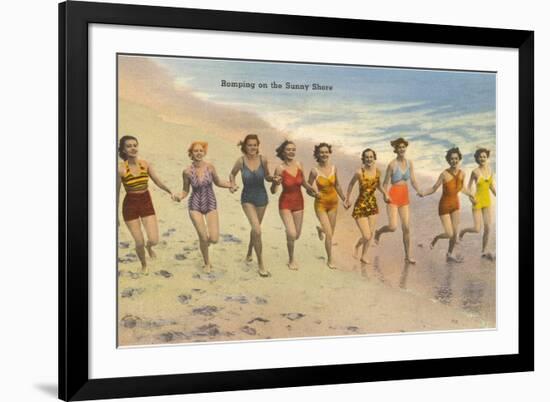 Women Running on Beach-null-Framed Premium Giclee Print