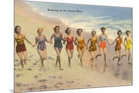 Women Running on Beach-null-Mounted Premium Giclee Print