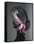 Women's Black Florence Straw Hat with Pink Satin and Velvet Double Ribbon, Early 1900-null-Framed Stretched Canvas