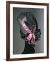 Women's Black Florence Straw Hat with Pink Satin and Velvet Double Ribbon, Early 1900-null-Framed Giclee Print