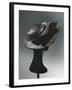 Women's Black Oriental Straw Hat, with Double Velvet Bow, Maud Roser, 1960's-null-Framed Giclee Print