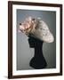 Women's Cloche Synthetic Satin Hat in Ice Grey Color, Ornamented with Organza Flower-null-Framed Giclee Print