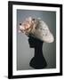 Women's Cloche Synthetic Satin Hat in Ice Grey Color, Ornamented with Organza Flower-null-Framed Giclee Print