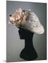 Women's Cloche Synthetic Satin Hat in Ice Grey Color, Ornamented with Organza Flower-null-Mounted Giclee Print