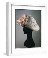 Women's Cloche Synthetic Satin Hat in Ice Grey Color, Ornamented with Organza Flower-null-Framed Giclee Print