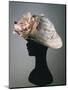 Women's Cloche Synthetic Satin Hat in Ice Grey Color, Ornamented with Organza Flower-null-Mounted Giclee Print