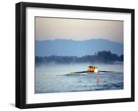 Women's Eights Rowing Team in Action, Vancouver Lake, Washington, USA-null-Framed Photographic Print